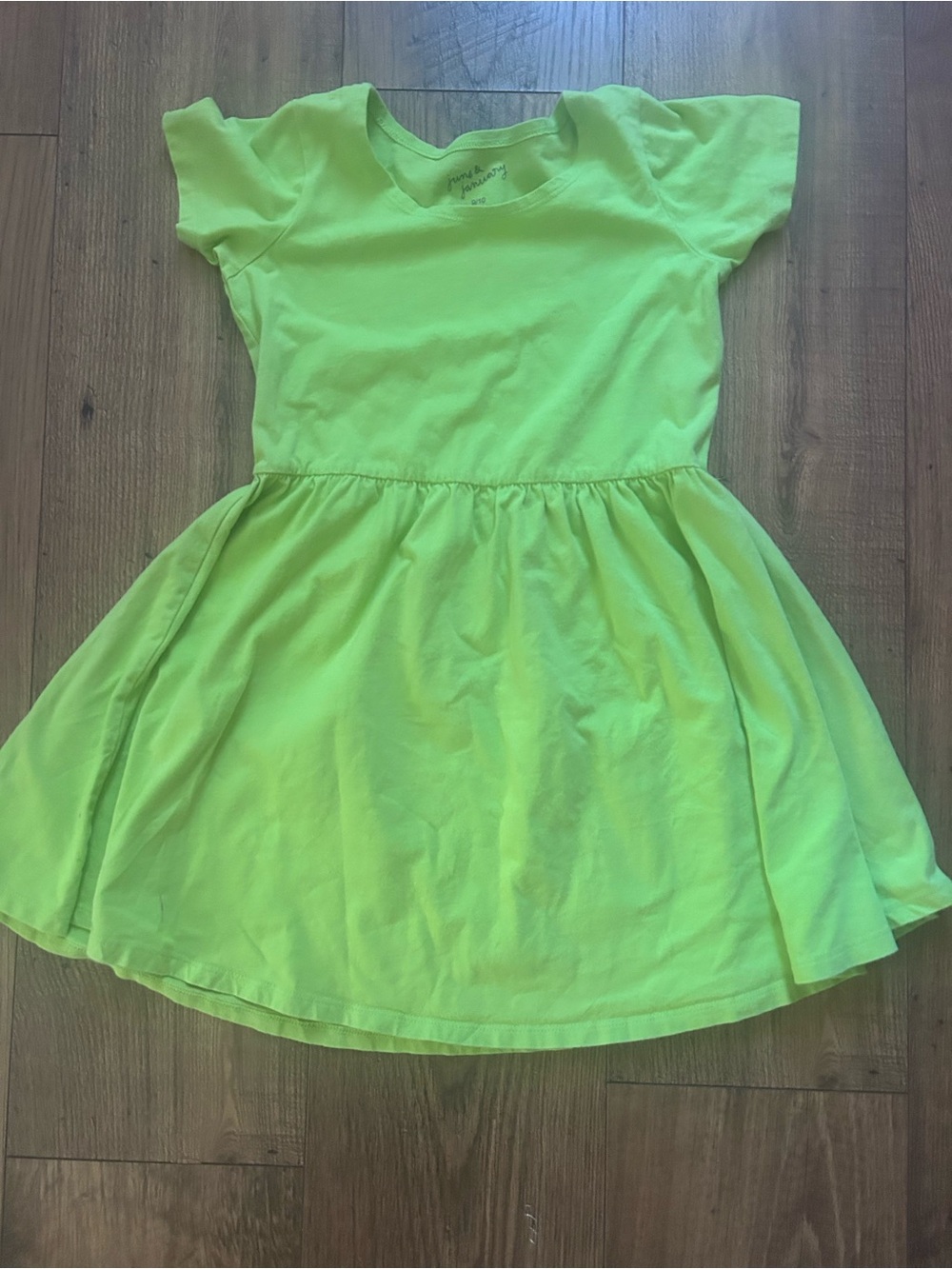June & January Girls Neon Lime Short-Sleeve Twirl Dress - Bright Green